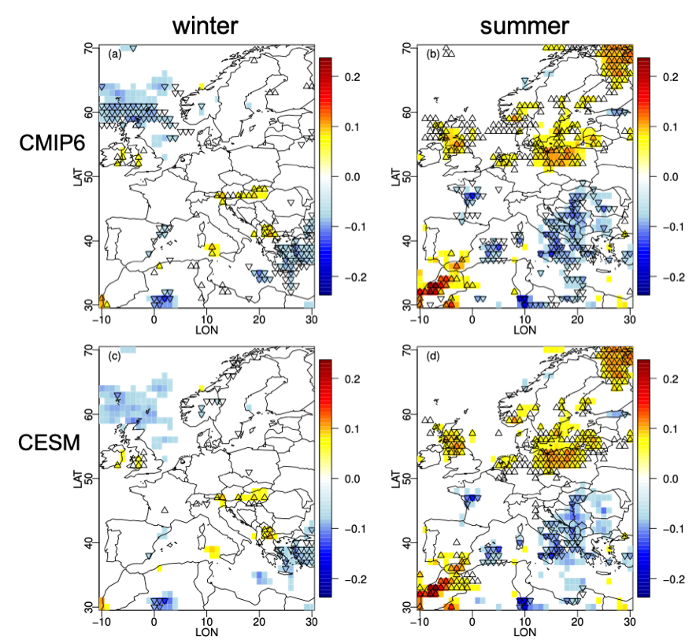 Changes in temperature–precipitation correlations over Europe:  Are climate models reliable?