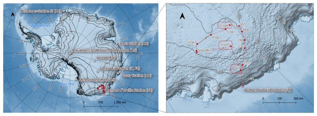 Analyses multiproxy de plusieurs carottes de névé peu profondes prélevées sur la côte de la Terre-Adélie
